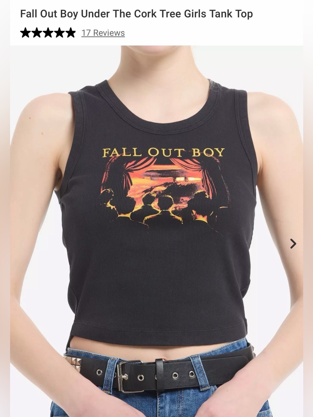 Fall Out Boy Under The Cork Tree Junior Size Girls Black Crop Tank Top